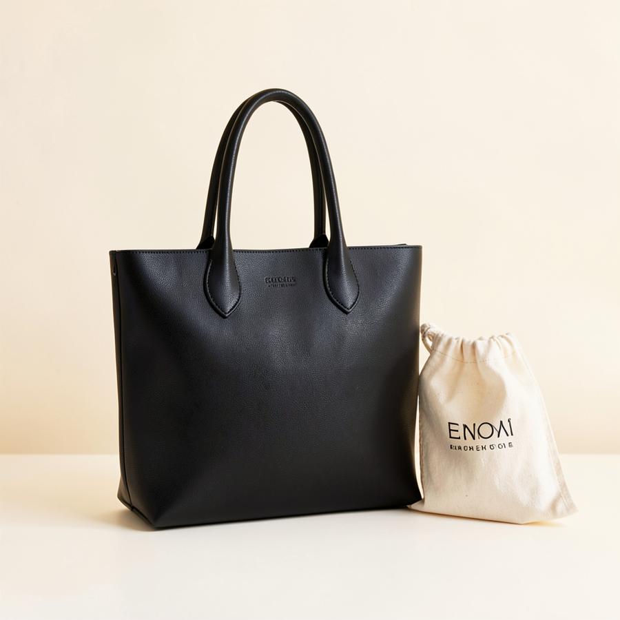 Structured leather tote bag